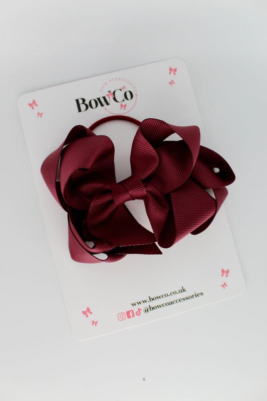Double Loop Bow - Elastic - Burgundy
