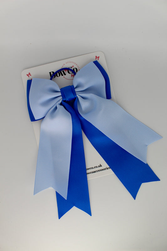 Classic Tail Bow - Elastic - Royal Blue and Bluebell