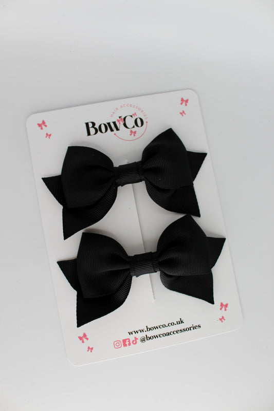 Double Knot Bow Tail Set - Clip - Black
