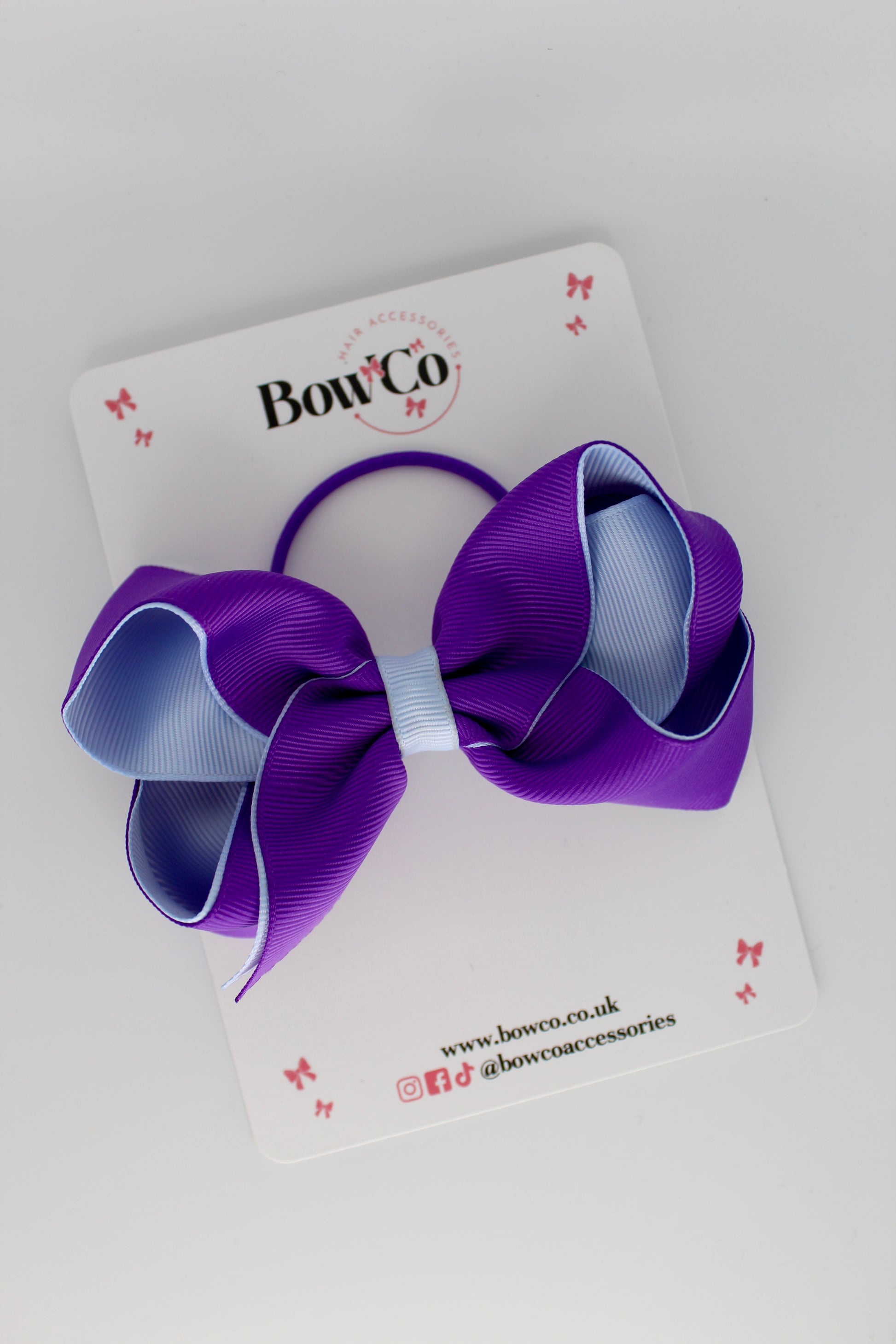 4 Inch Loop Bow - Elastic - Purple and Bluebell
