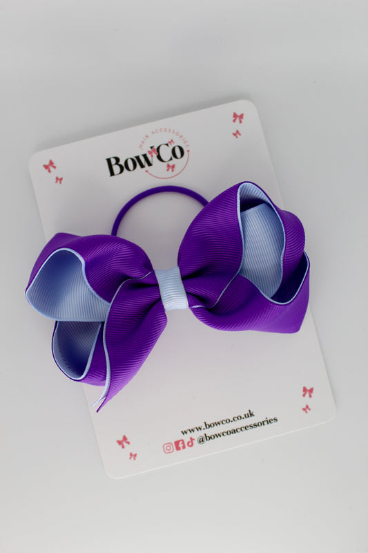 4 Inch Loop Bow - Elastic - Purple and Bluebell