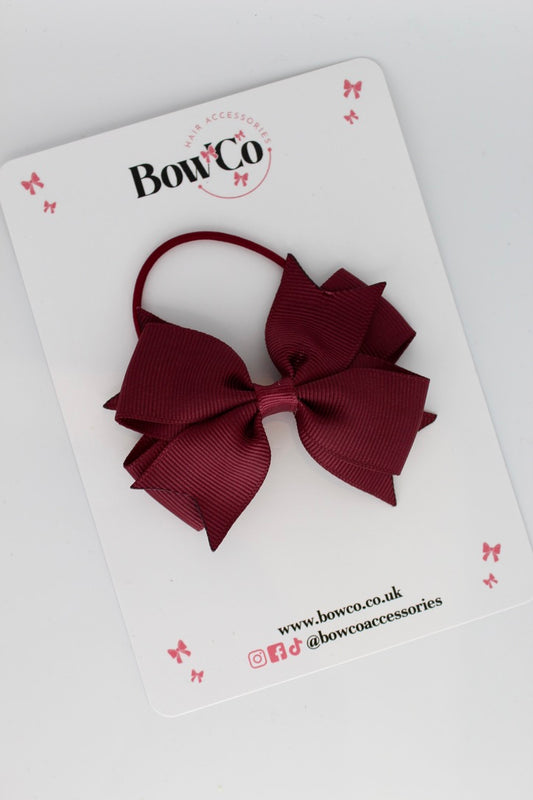 Burgundy - Layer Tail Bow - Elastic