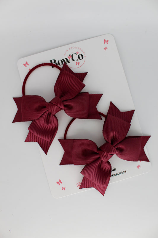 Knot Bow Set - Elastic - Burgundy