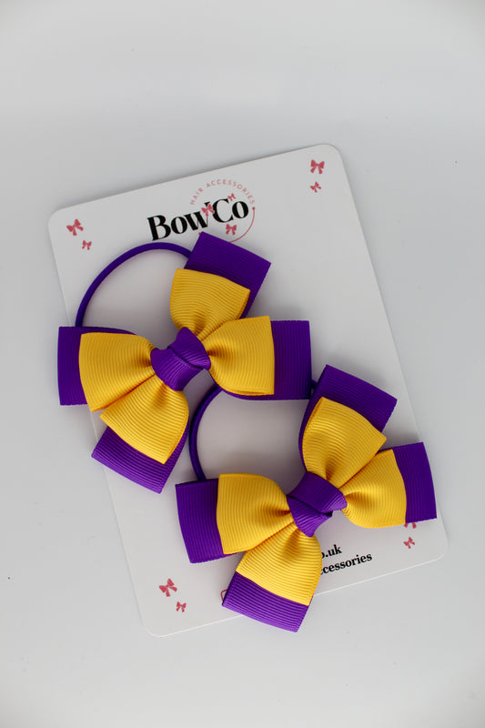 Layer Bow Set - Elastic - Purple and Yellow Gold