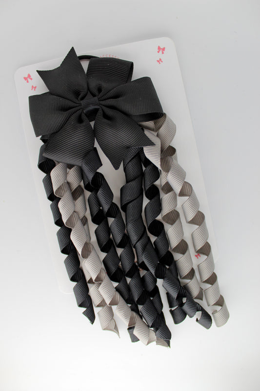 Pinwheel Corker Bow - Elastic - Black and Metal Grey - Outlet