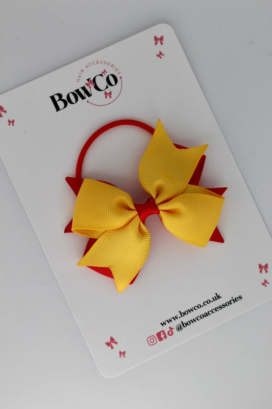 Red and Yellow Gold - Layer Tail Bow - Elastic