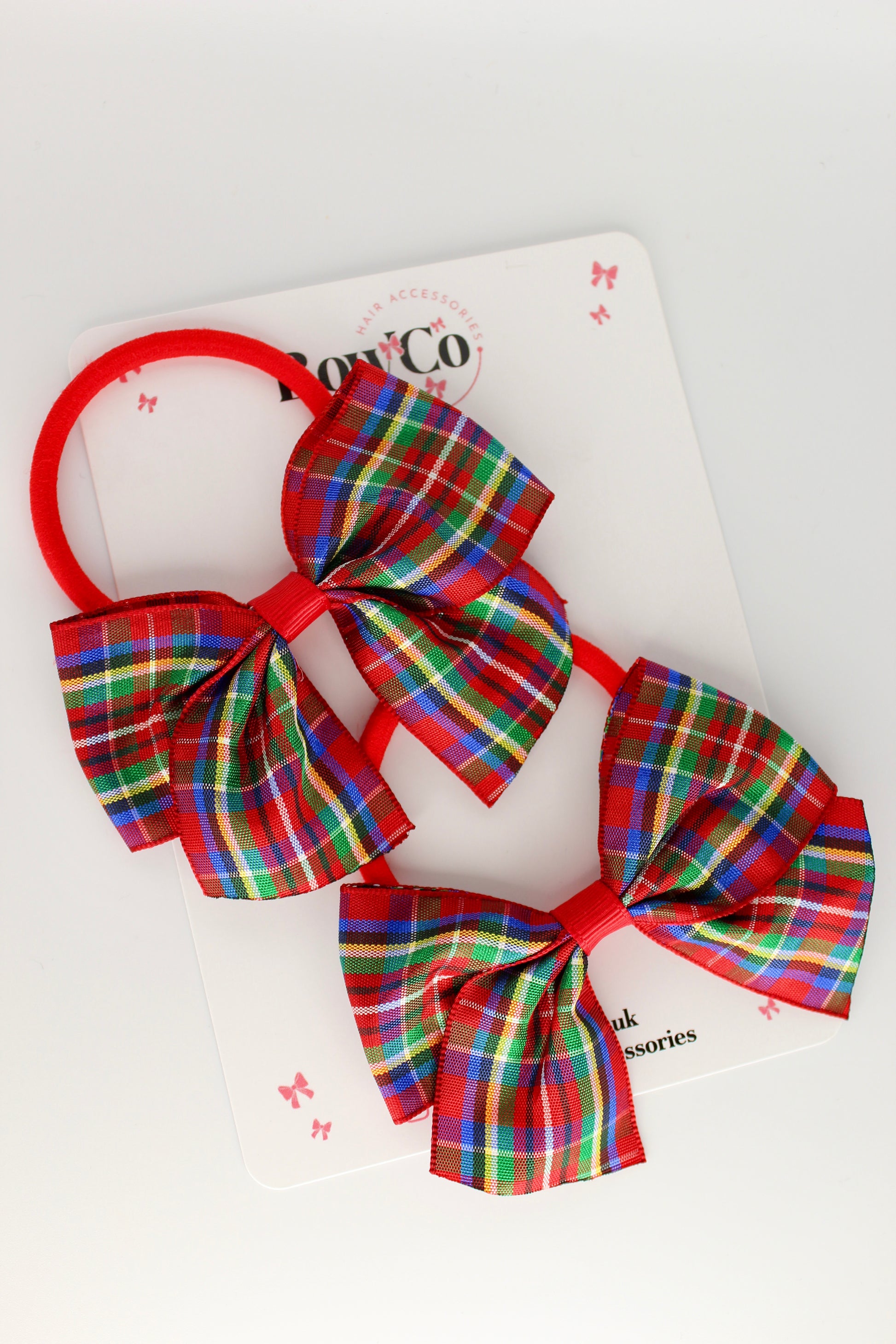 Classic Tartan Tail Bows Set - Elastic