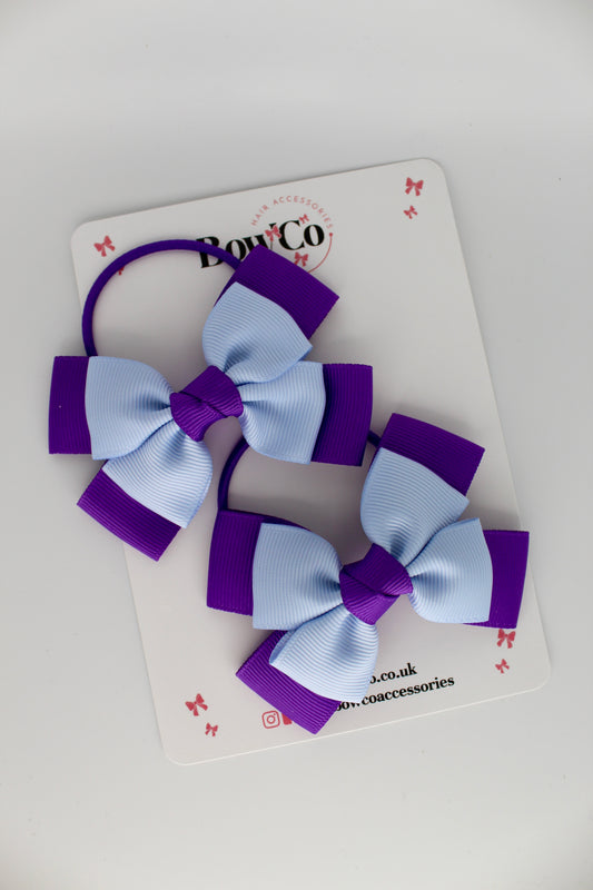 Layer Bow Set - Elastic - Purple and Bluebell