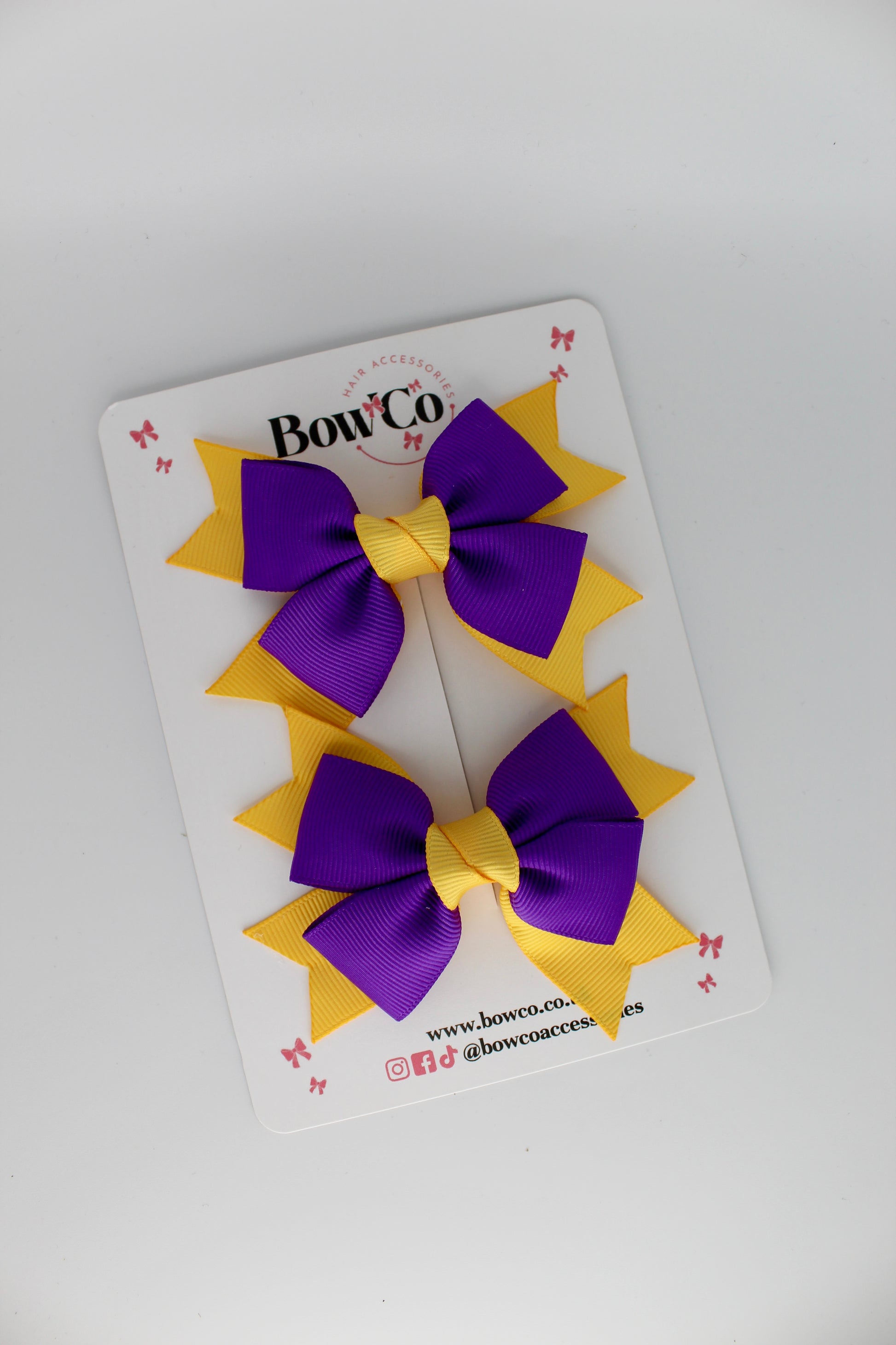 Knot Bow Set - Clip - Purple and Yellow Gold