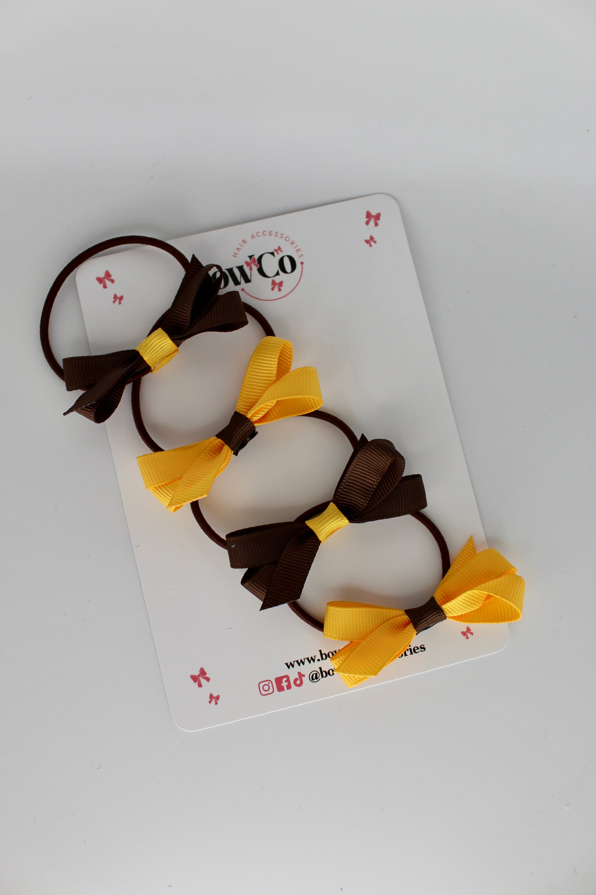 Ballerina Bows - Set of 4 - Elastic - Brown and Yellow Gold
