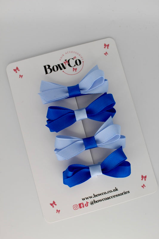 Ballerina Bows - Set of 4 - Clip - Royal Blue and Bluebell