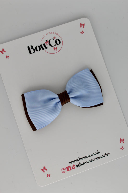 Bluebell and Brown - Double Lapel Bow - Clip
