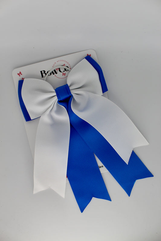Classic Tail Bow - Elastic - Royal Blue and White