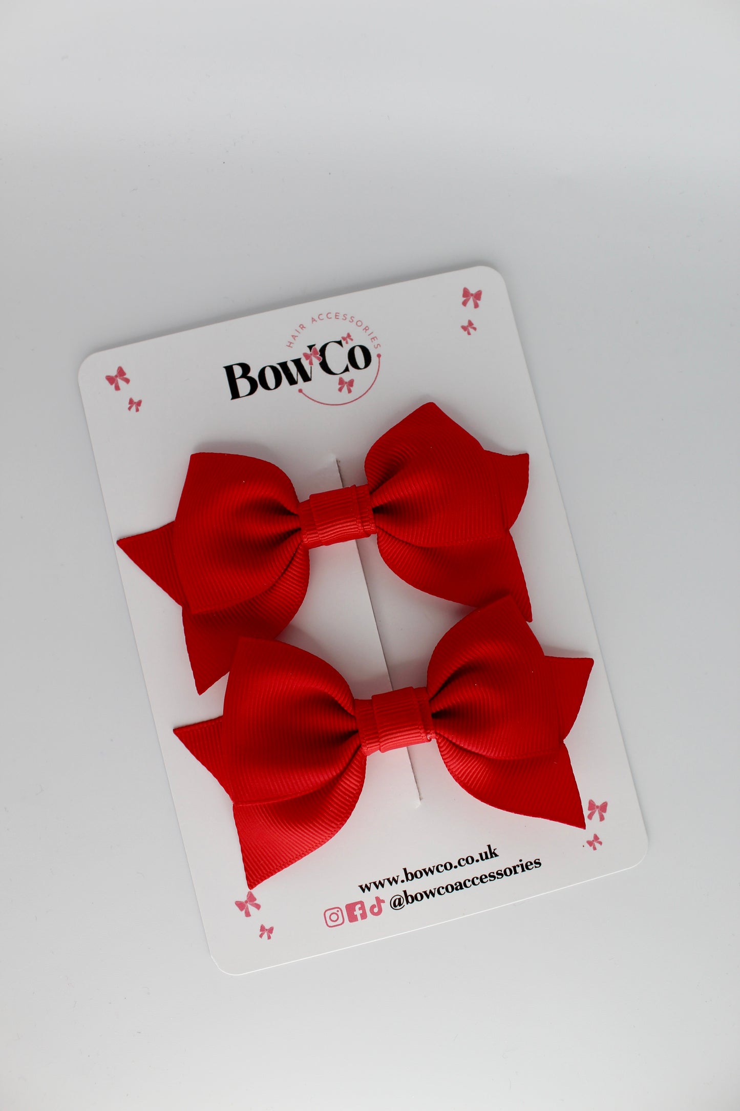 Double Knot Bow Tail Set - Clip - Red