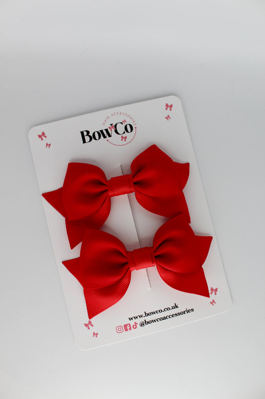 Double Knot Bow Tail Set - Clip - Red