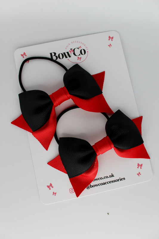 Double Knot Bow Tail Set - Elastic - Red and Black