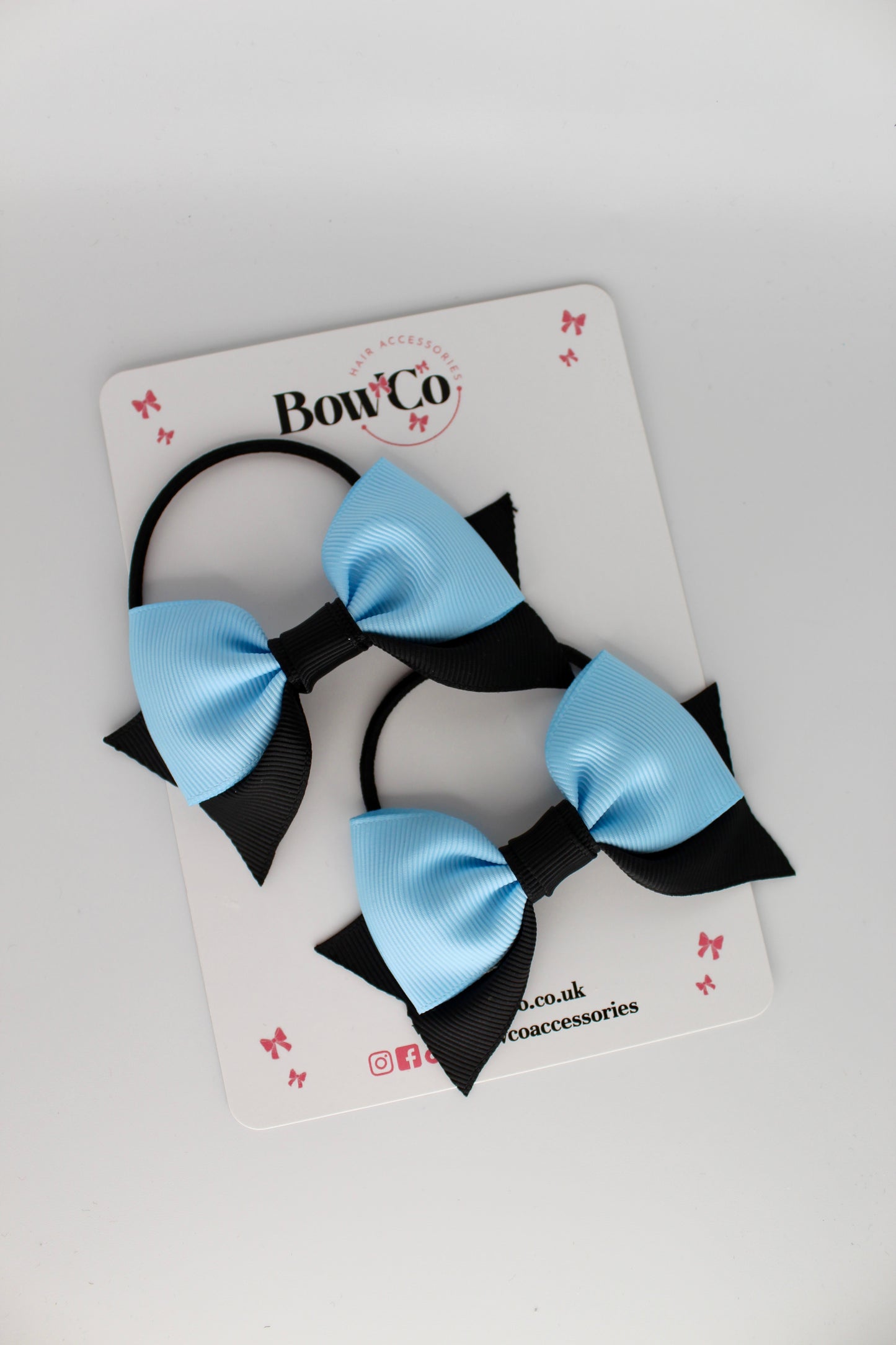 Double Knot Bow Tail Set - Elastic - Black and Blue Topaz