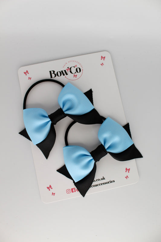 Double Knot Bow Tail Set - Elastic - Black and Blue Topaz