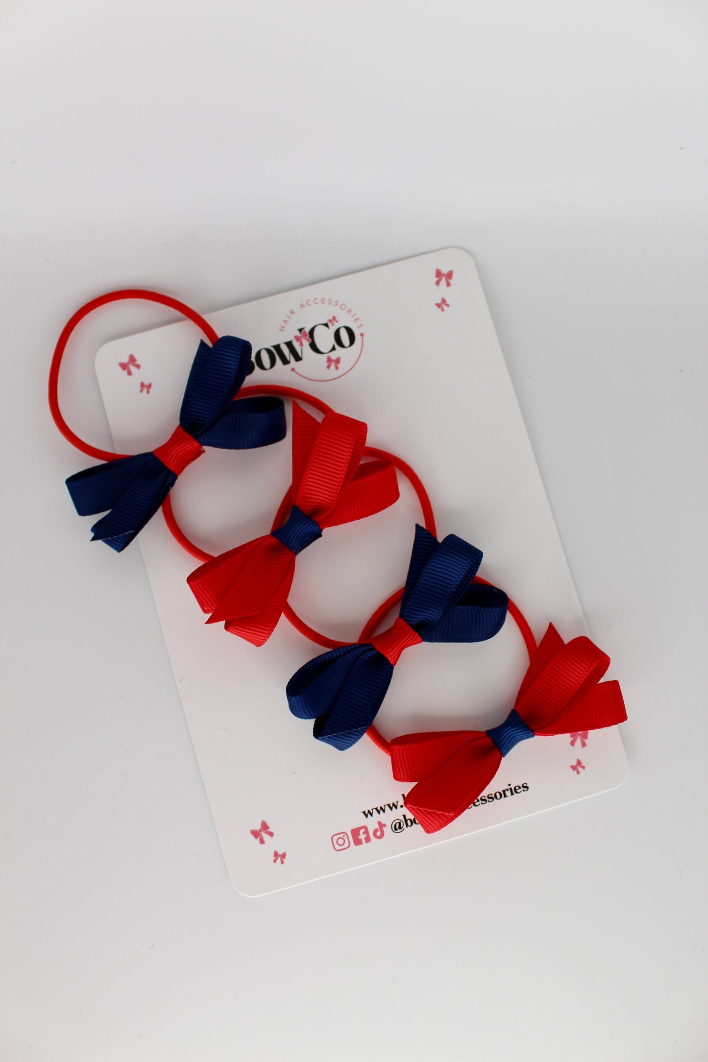 Ballerina Bows - Set of 4 - Elastic - Red and Navy Blue