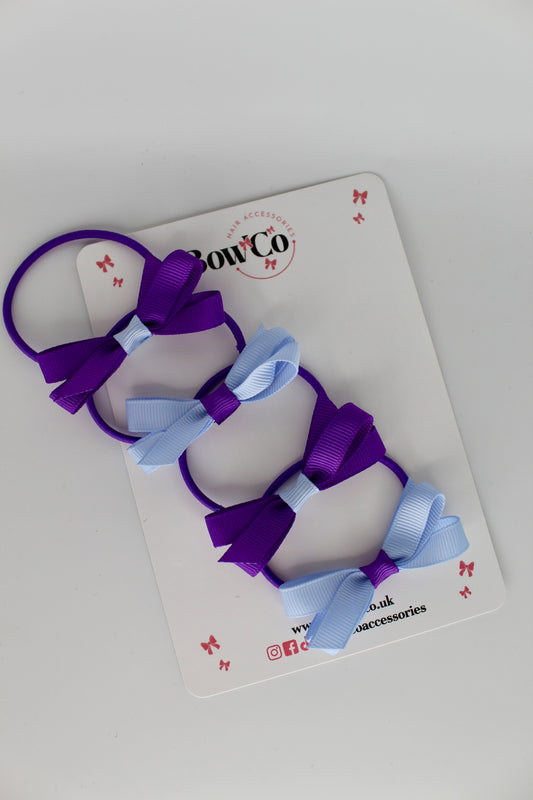 Ballerina Bows - Set of 4 - Elastic - Purple and Bluebell