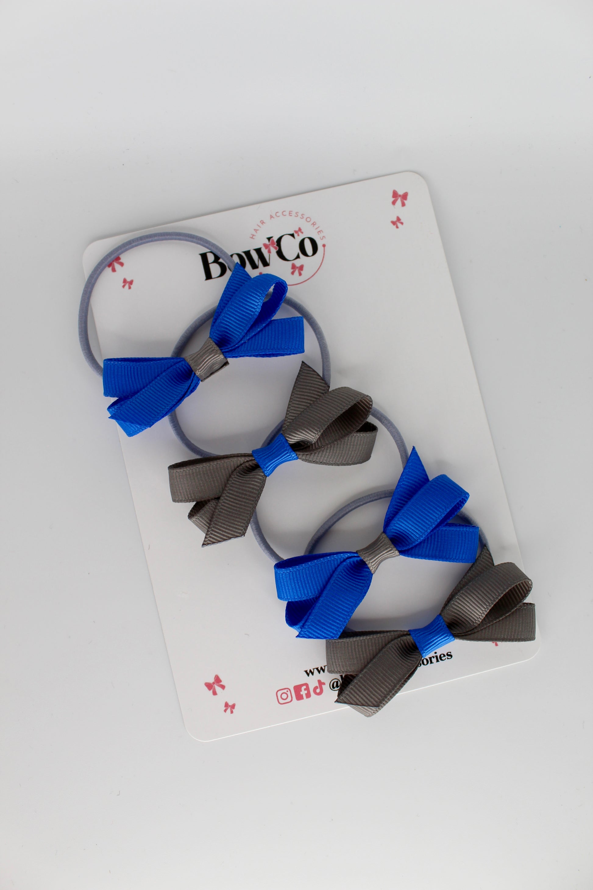 Ballerina Bows - Set of 4 - Elastic - Royal Blue and Metal Grey