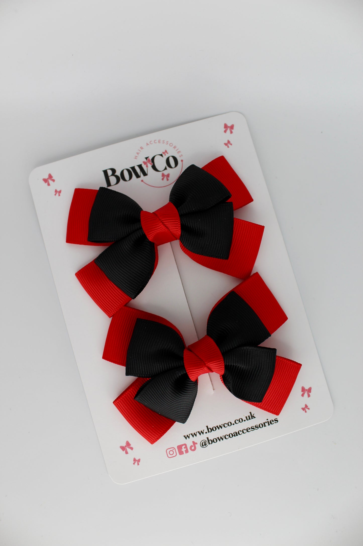 Layer Bow Set - Clip - Red and Black