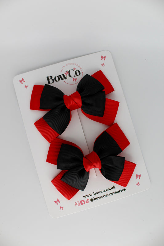 Layer Bow Set - Clip - Red and Black