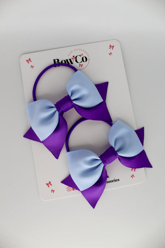 Double Knot Bow Tail Set - Elastic - Purple and Bluebell