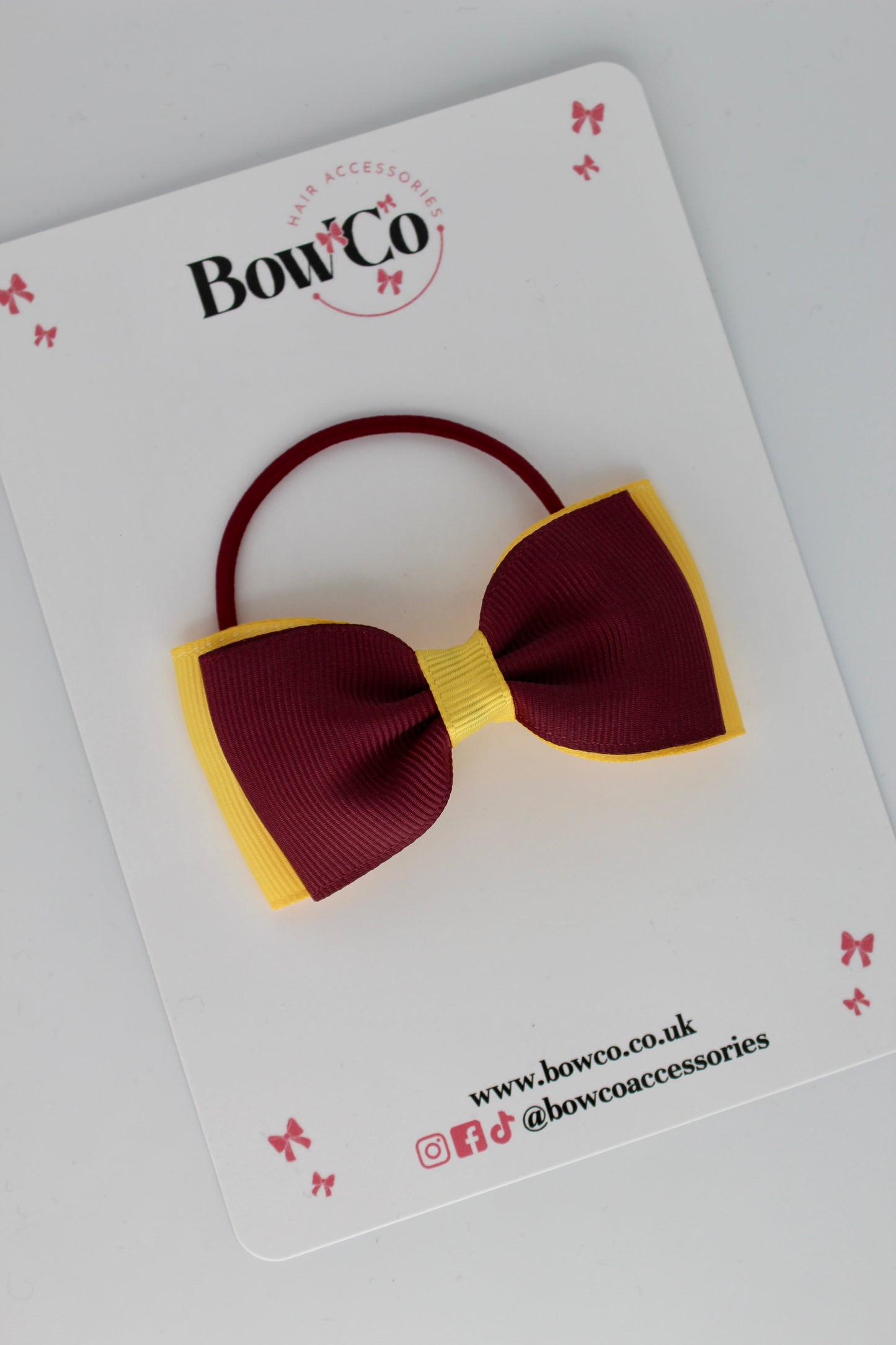 Burgundy and Yellow Gold - Double Lapel Bow - Elastic