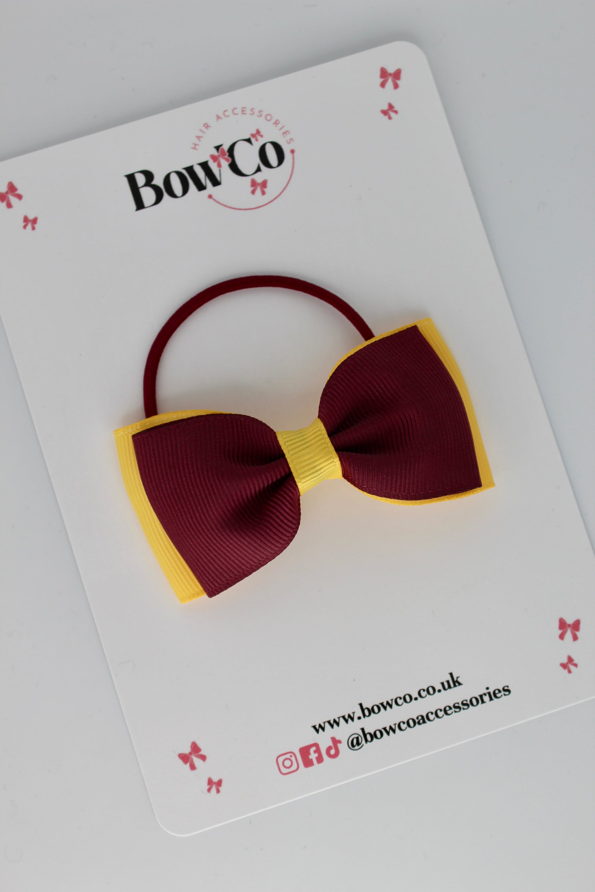 Burgundy and Yellow Gold - Double Lapel Bow - Elastic