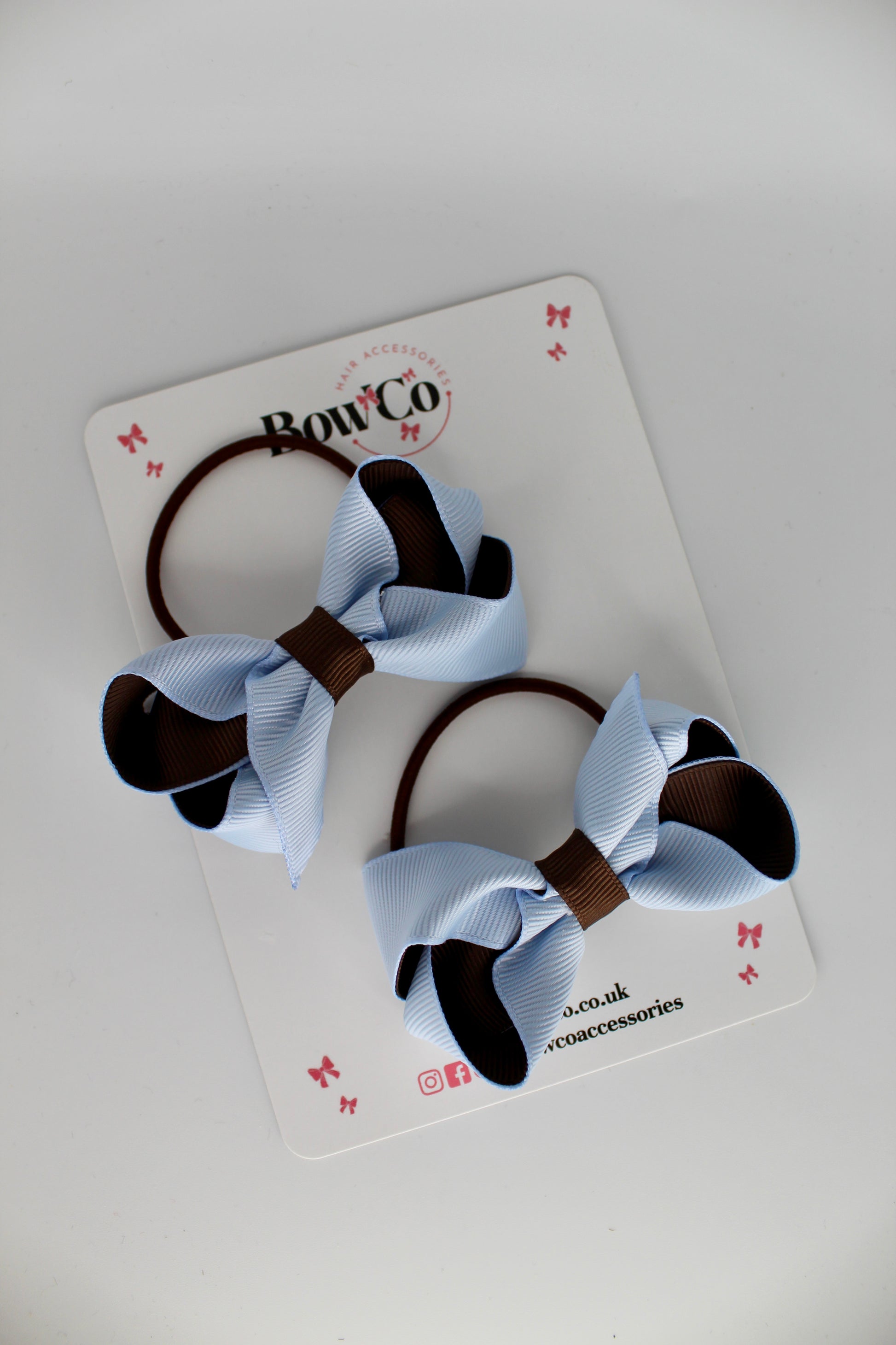 Loop Bow Set - Elastic - Bluebell and Brown
