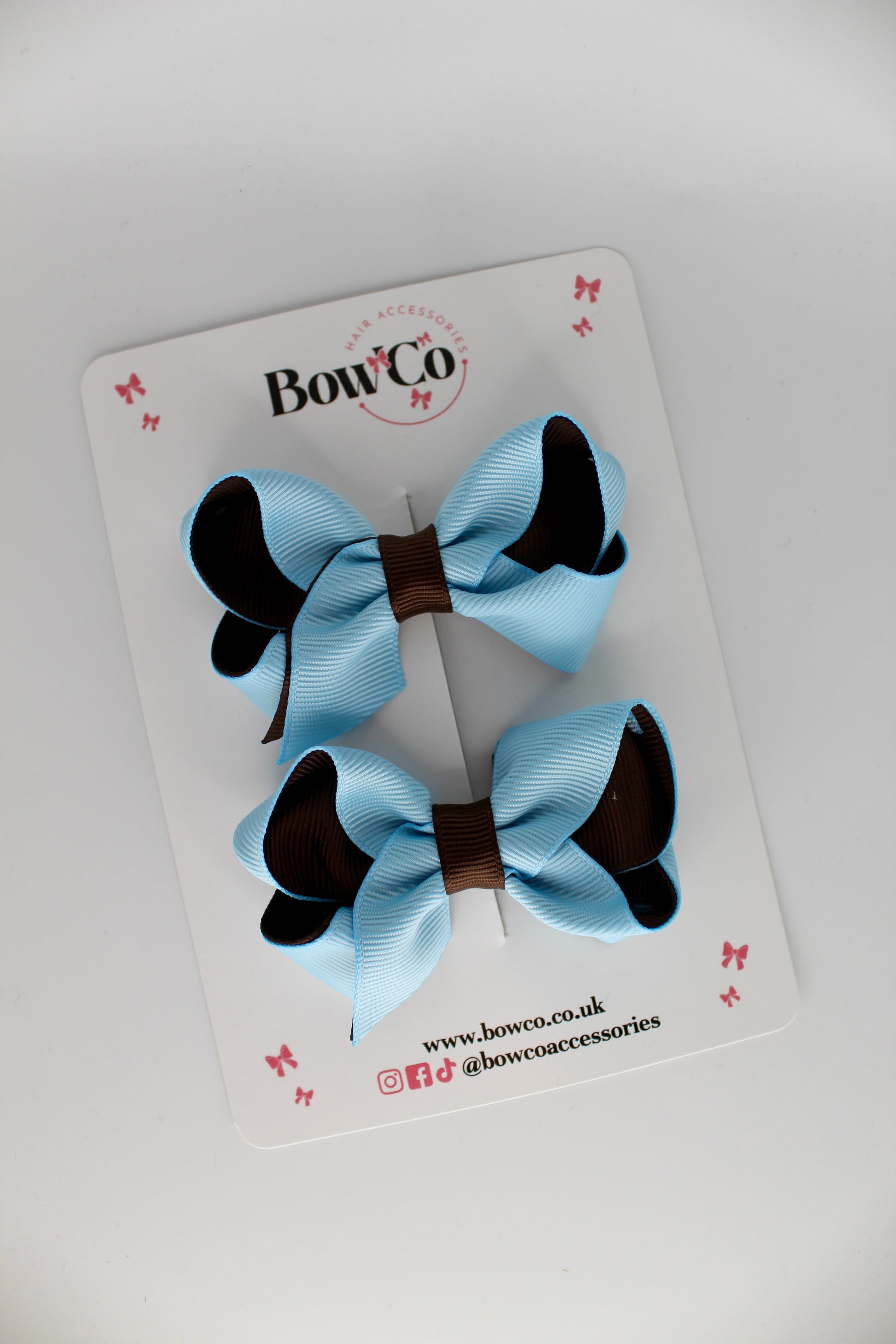Loop Bow Set - Clip - Blue Topaz and Brown