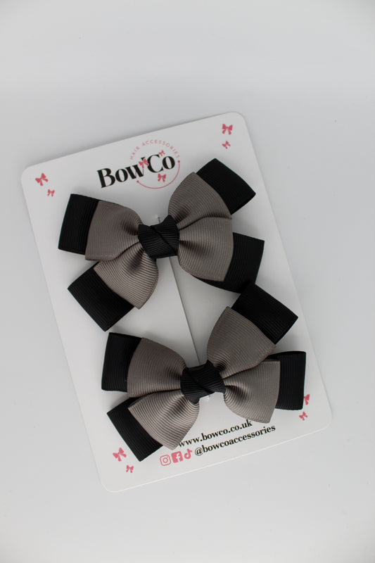 Layer Bow Set - Clip - Black and Metal Grey