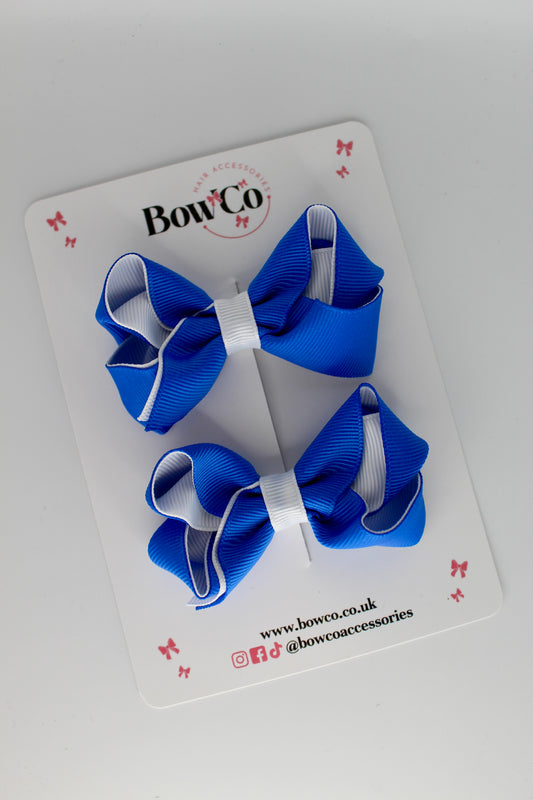 Loop Bow Set - Clip - Royal Blue and White