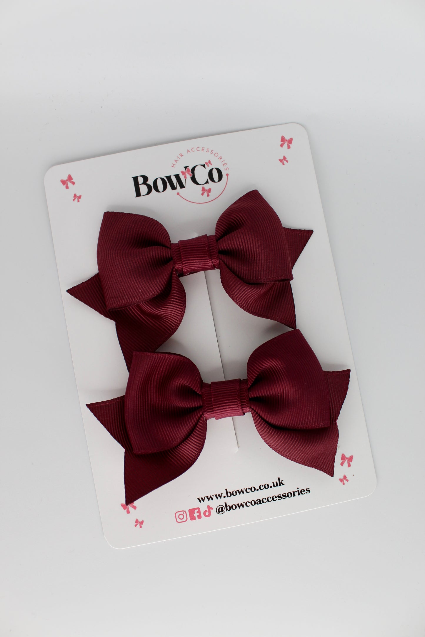 Double Knot Bow Tail Set - Clip - Burgundy