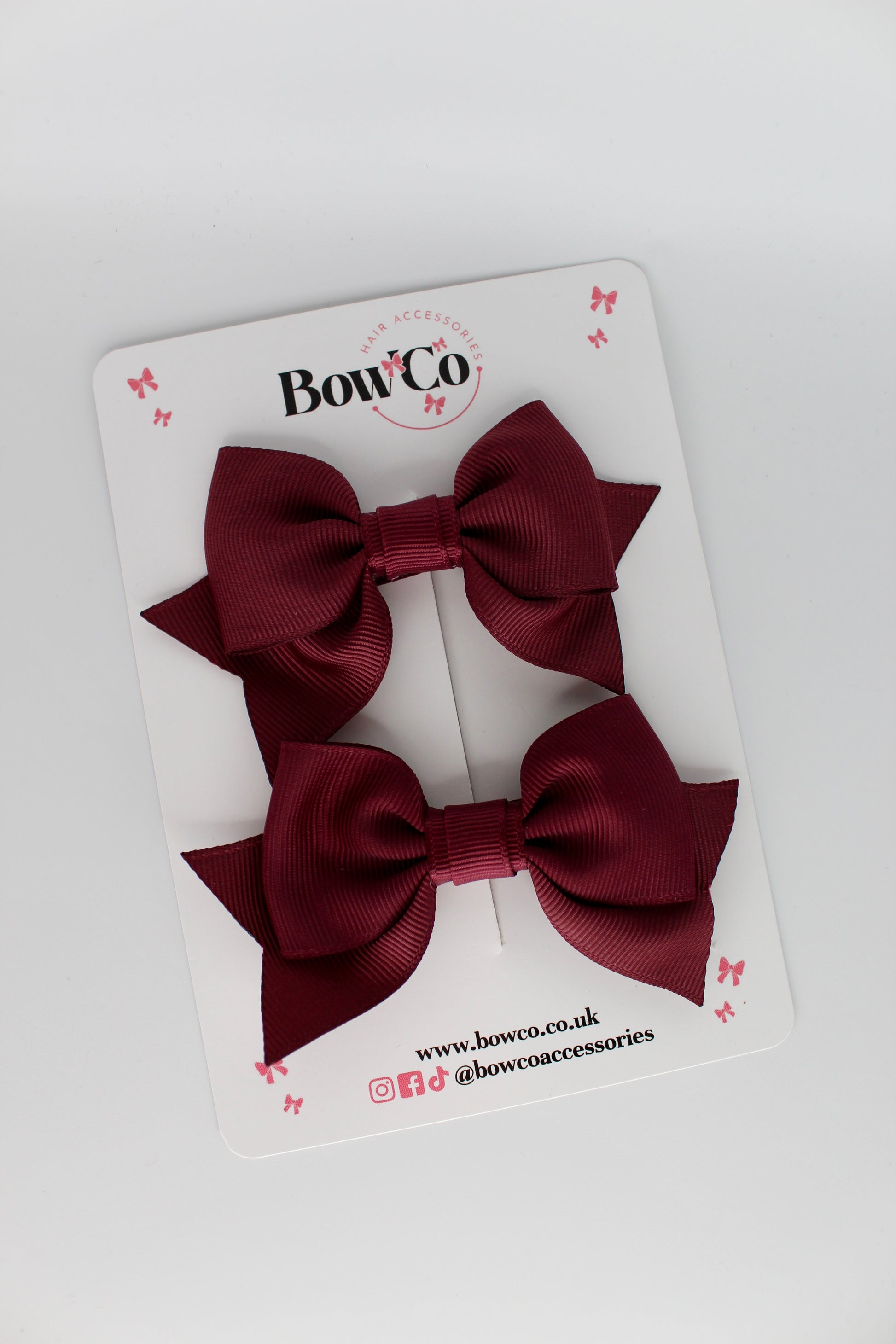 Double Knot Bow Tail Set - Clip - Burgundy