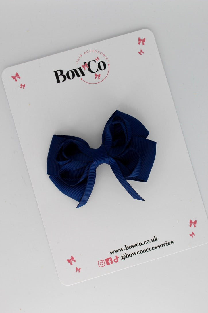 Navy Blue - Double Bow - Clip