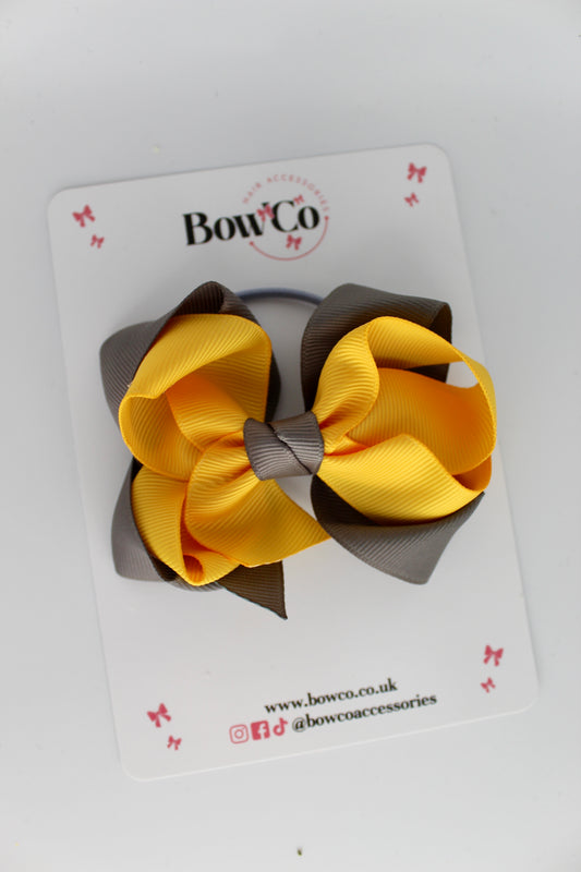 Double Loop Bow - Elastic - Metal Grey and Yellow Gold
