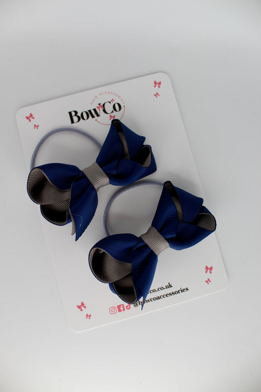 Loop Bow Set - Elastic - Navy Blue and Metal Grey