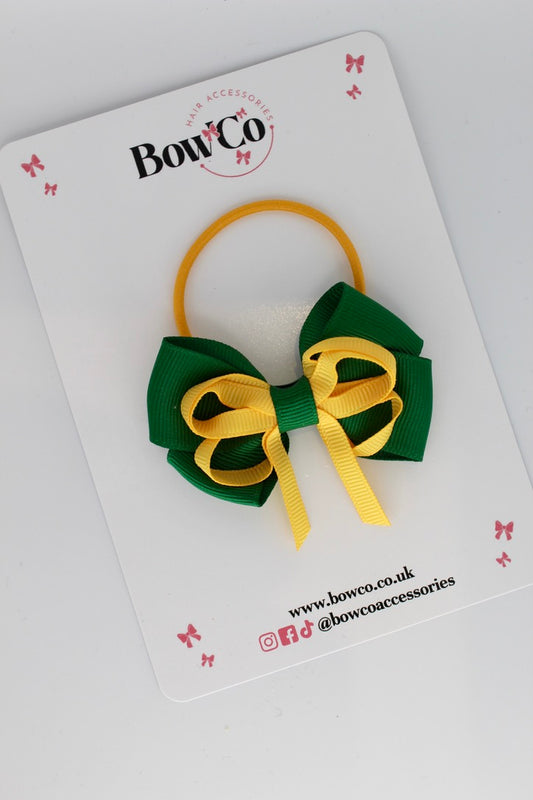 Double Bow - Forest Green and Yellow Gold