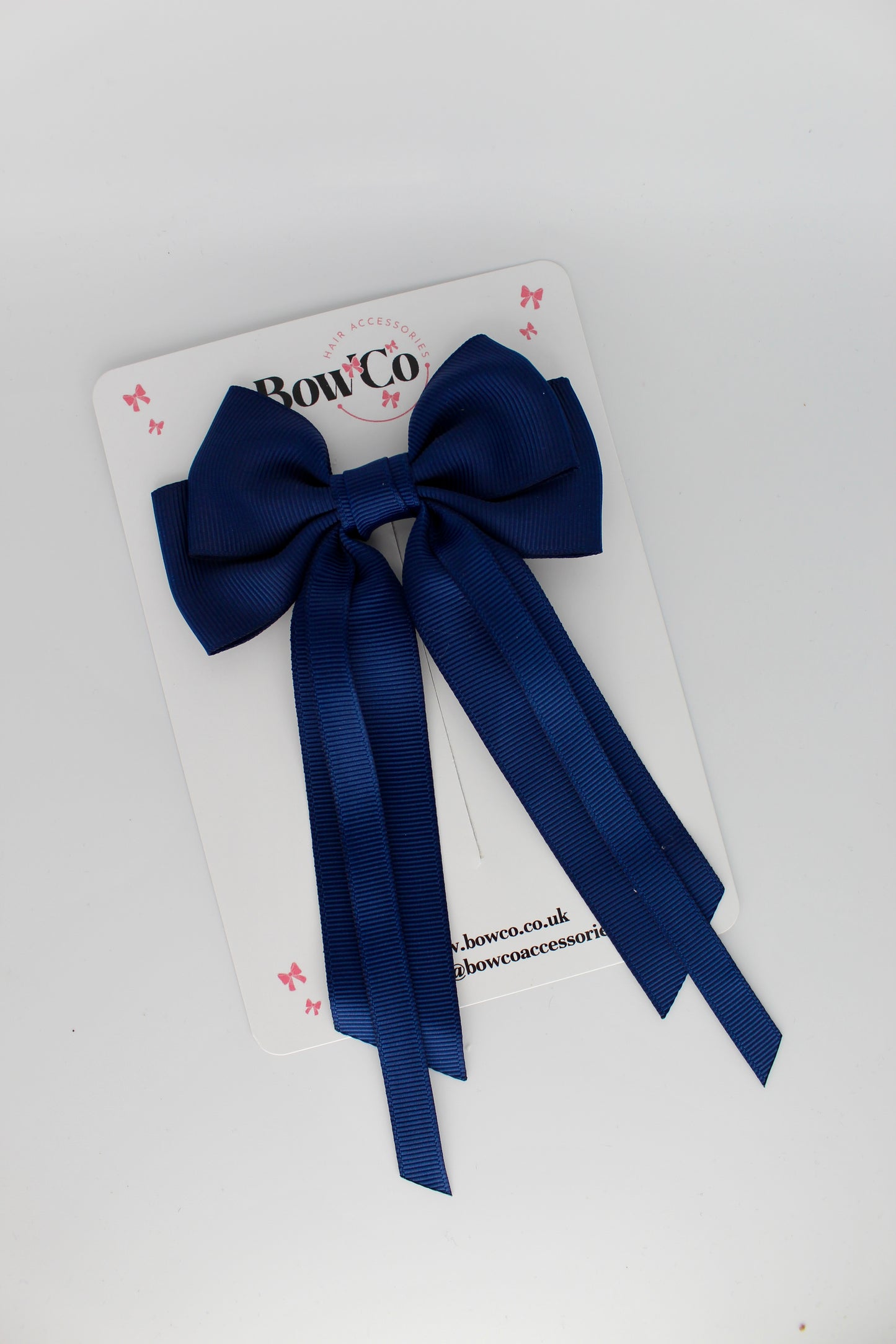 Streamer Tail Bow - Clip - Navy Blue