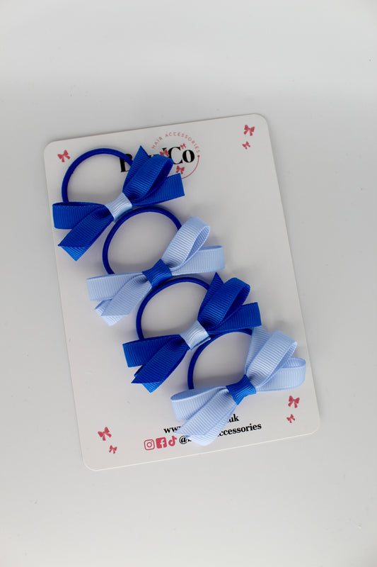 Ballerina Bows - Set of 4 - Elastic - Royal Blue and Bluebell