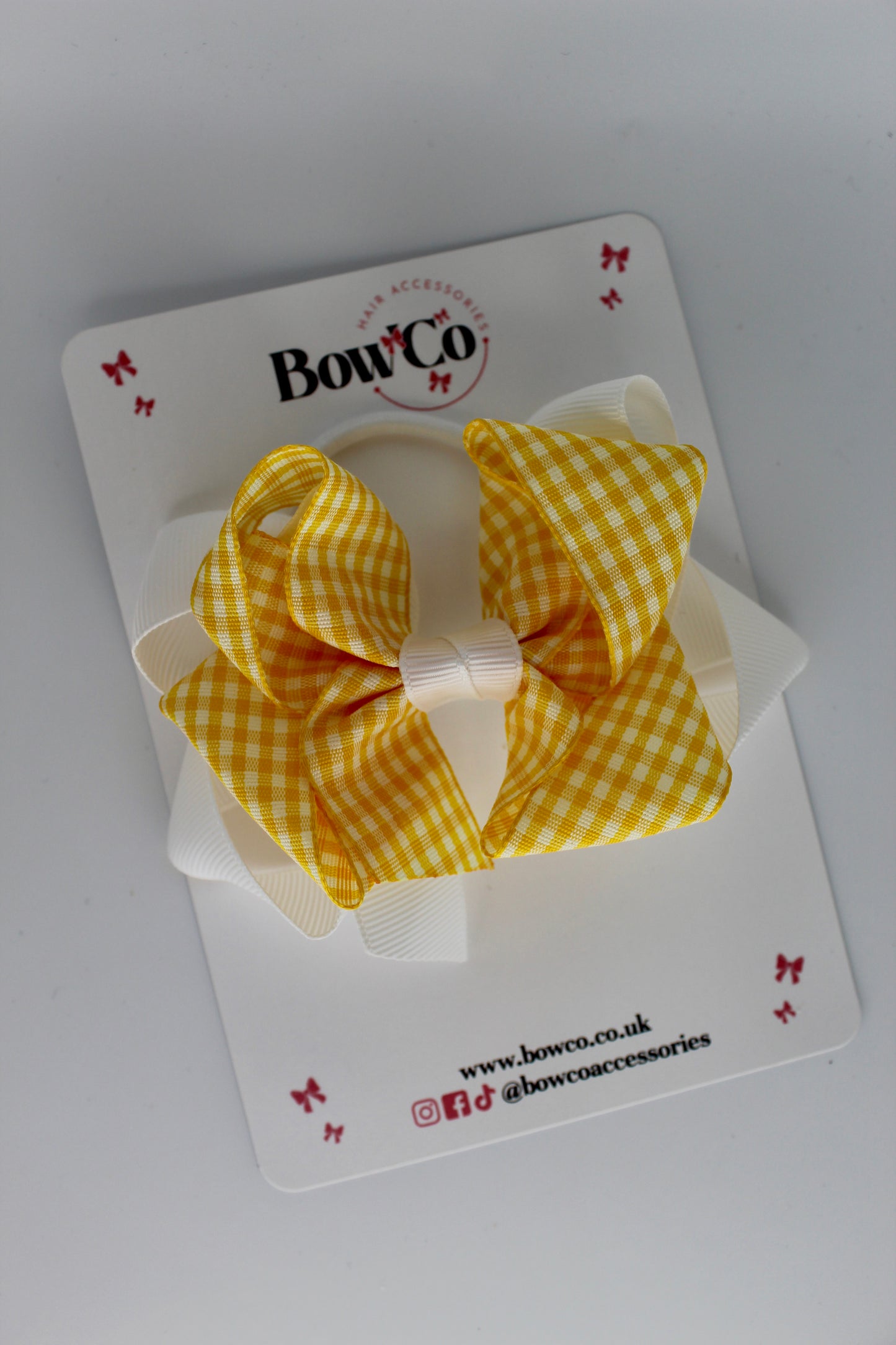 Double Loop Bow - Yellow Gingham - Elastic