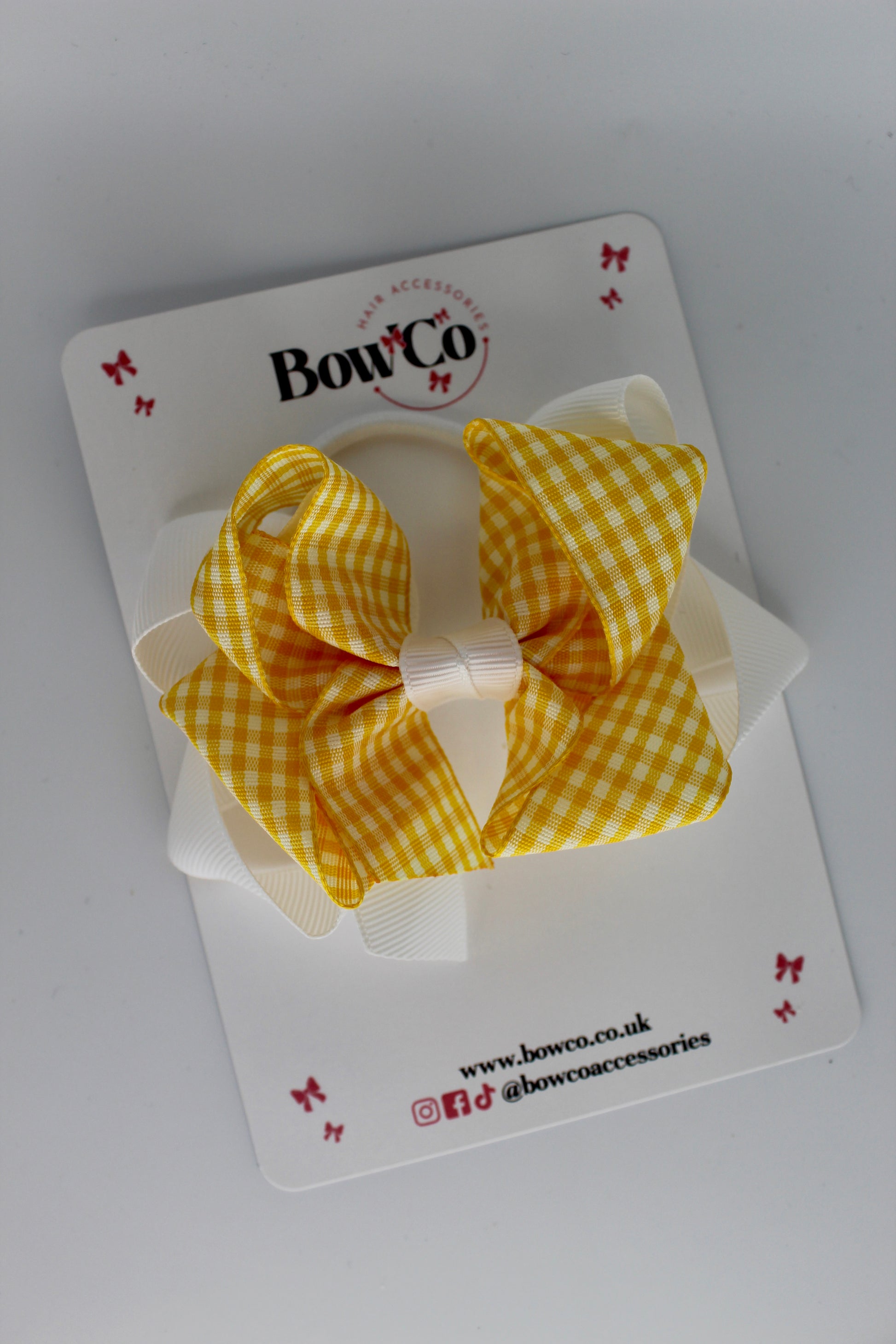 Double Loop Bow - Yellow Gingham - Elastic