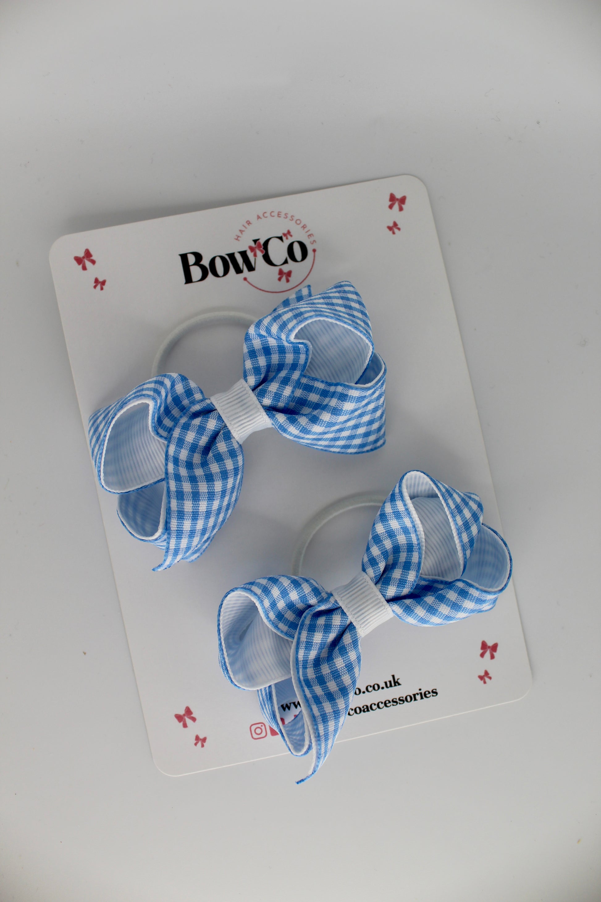 Loop Bow Set - Light Blue Gingham - Elastic