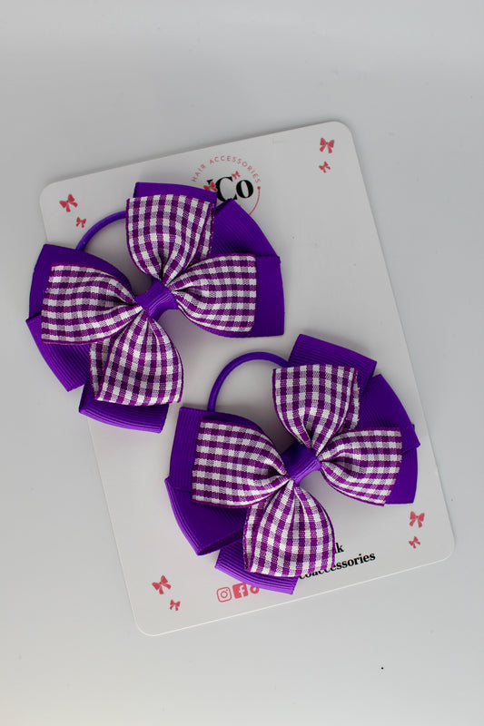School Bows Purple Gingham Pinwheel Set