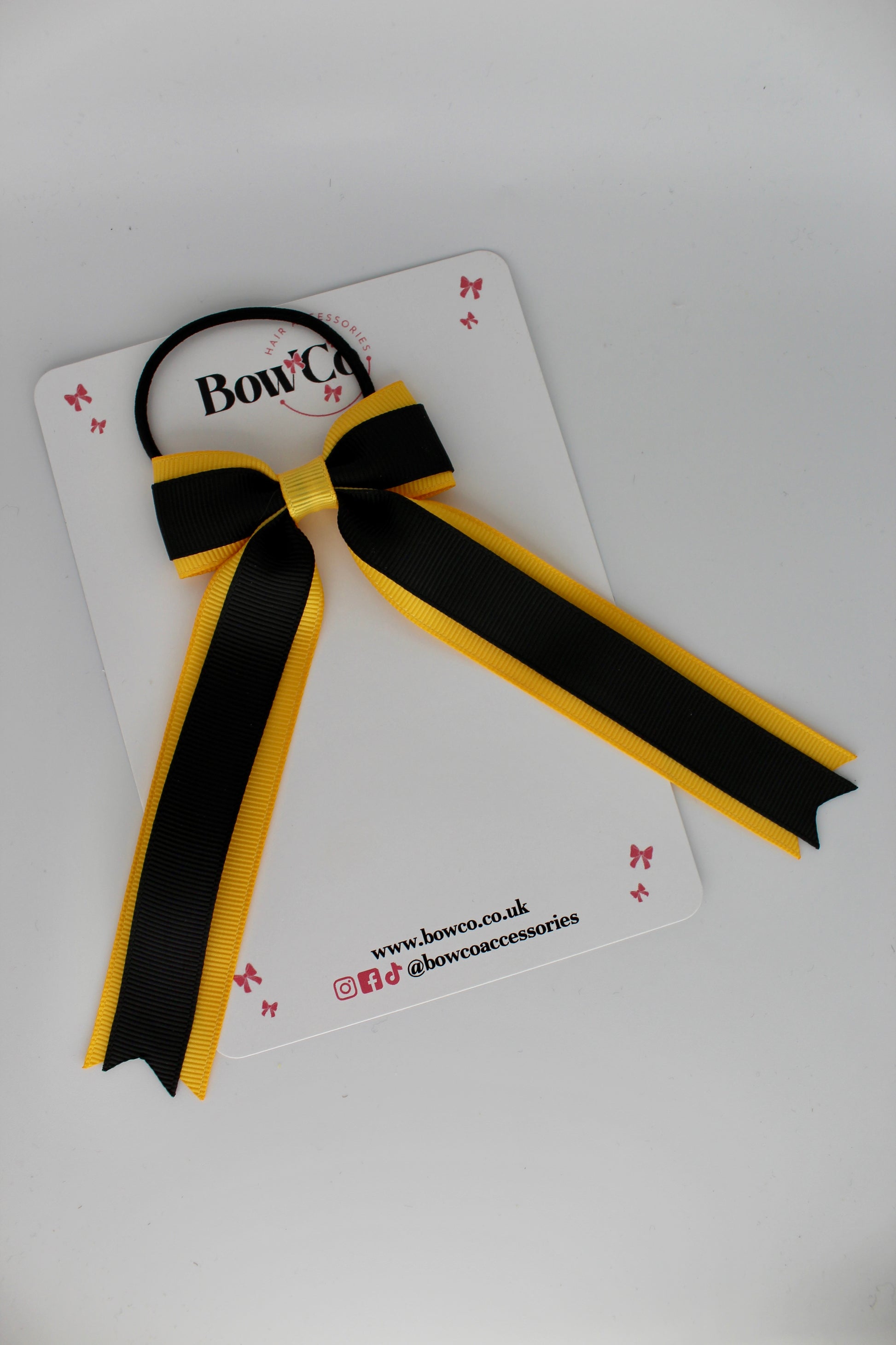 Tuxedo Tails Bow - Elastic - Black and Yellow Gold
