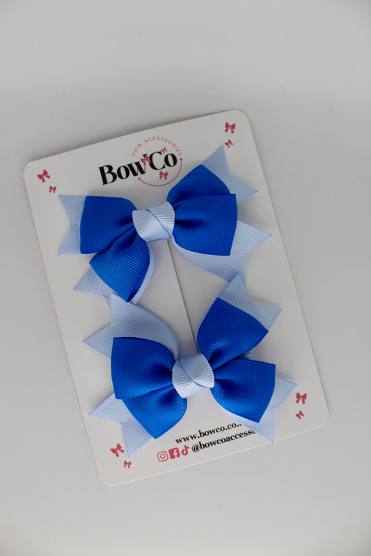 Knot Bow Set - Clip - Royal Blue and Bluebell