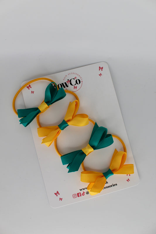 Ballerina Bows - Set of 4 - Elastic - Jade Green and Yellow Gold