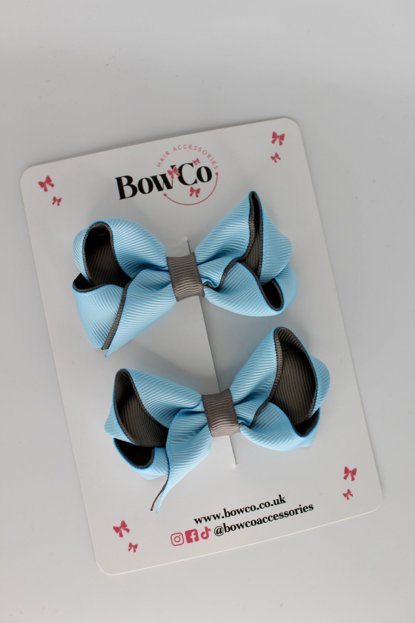 Loop Bow Set - Clip - Blue Topaz and Metal Grey